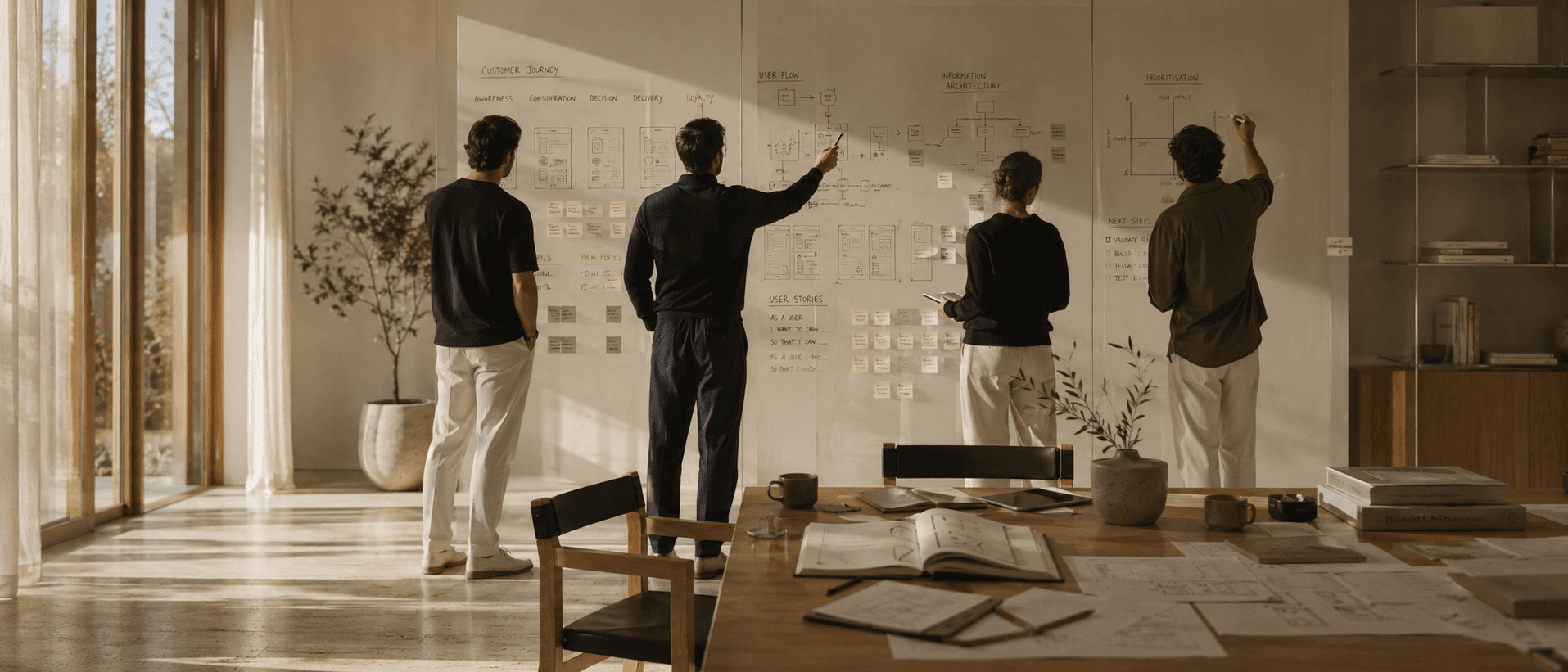 The POW XD team at work, mapping a customer journey